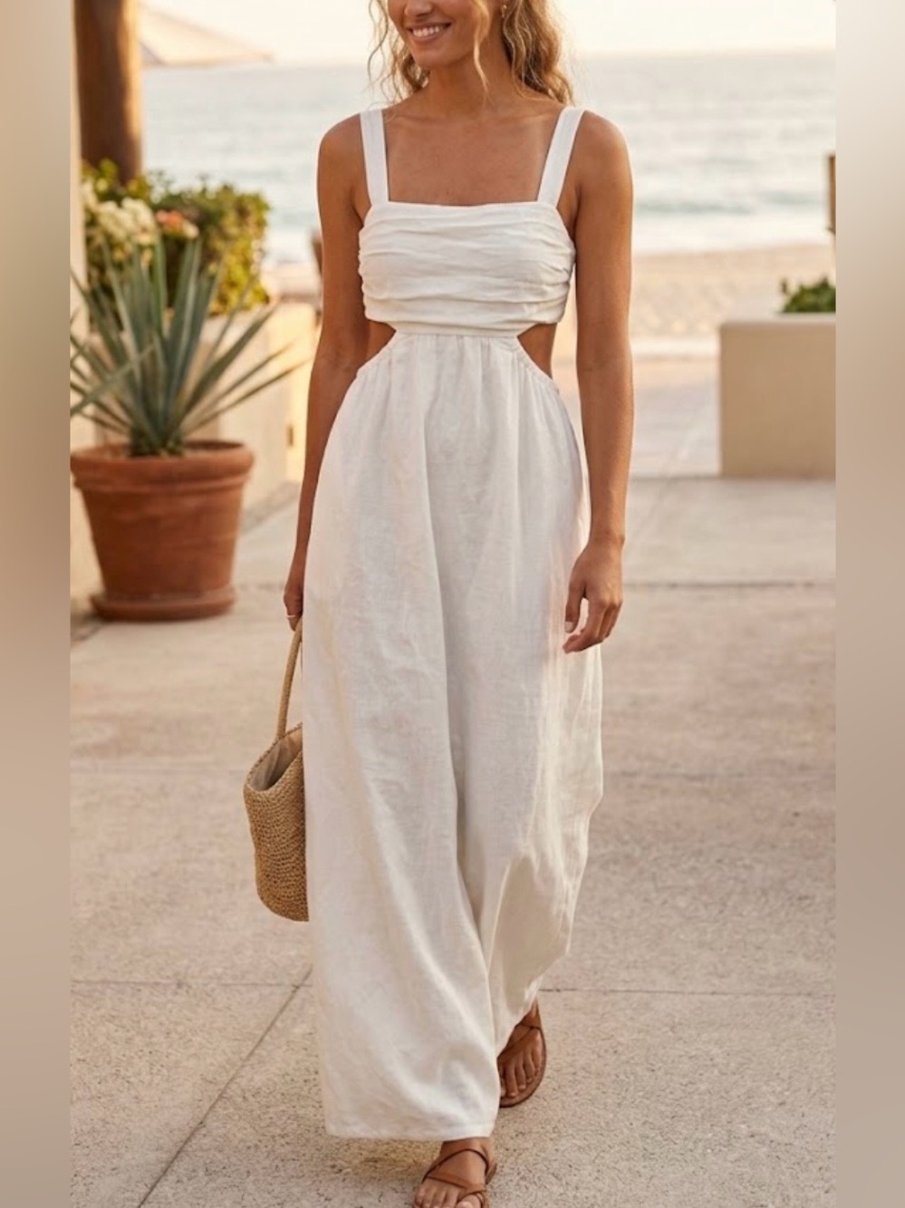 A New Day NWT White Linen Blend Cutout Maxi Dress
XS